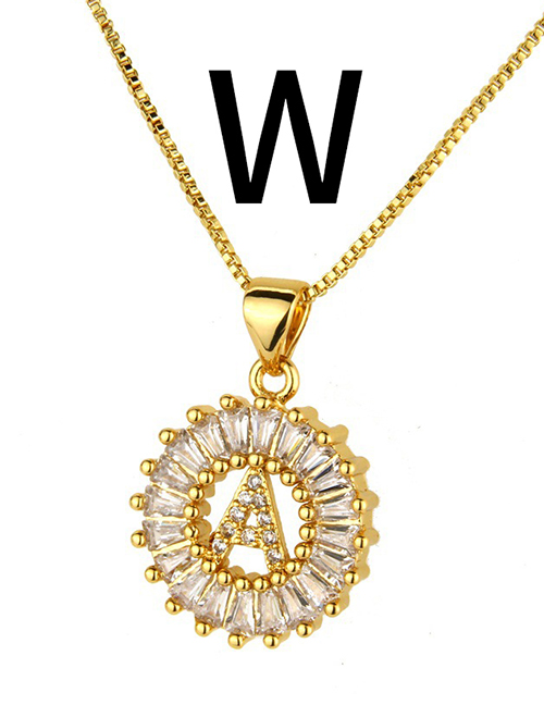 Simple Gold Color Letter W Shape Decorated Necklace