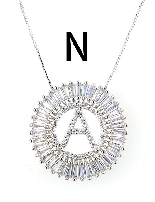 Simple Silver Color Letter N Shape Decorated Necklace