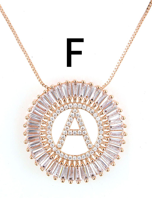 Simple Rose Gold Letter F Shape Decorated Necklace