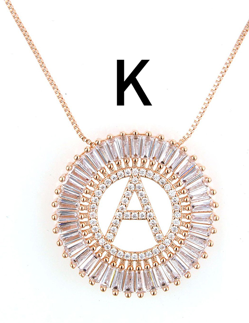 Simple Rose Gold Letter K Shape Decorated Necklace