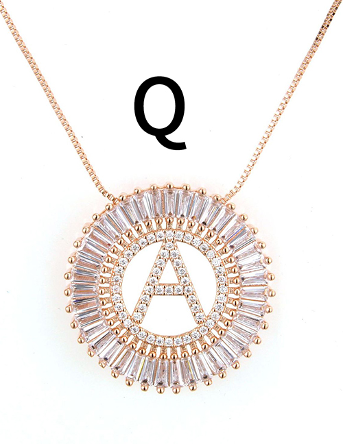 Simple Rose Gold Letter Q Shape Decorated Necklace