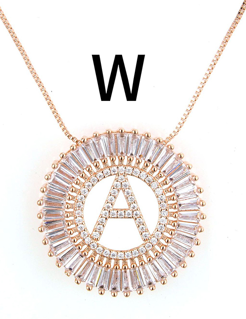 Simple Rose Gold Letter W Shape Decorated Necklace