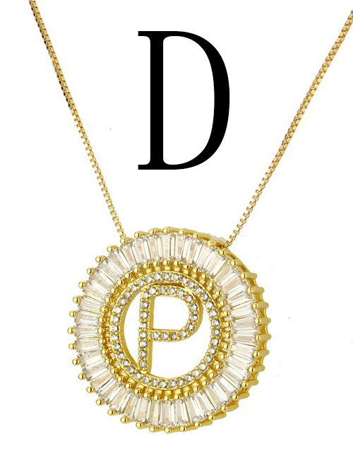 Simple Gold Color Letter D Shape Decorated Necklace