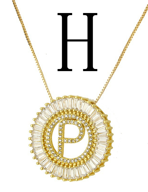 Simple Gold Color Letter H Shape Decorated Necklace