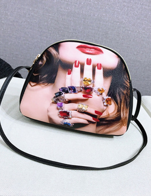 Fashion Multi-color Hand Pattern Decorated Shoulder Bag