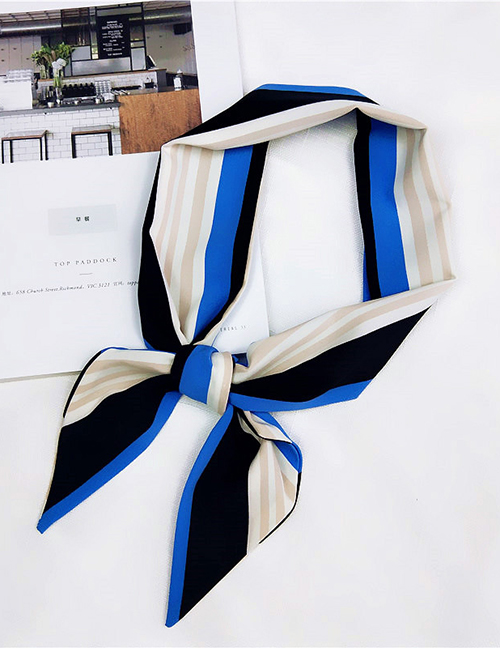 Lovely Blue Stripe Pattern Decorated Wide Scarf