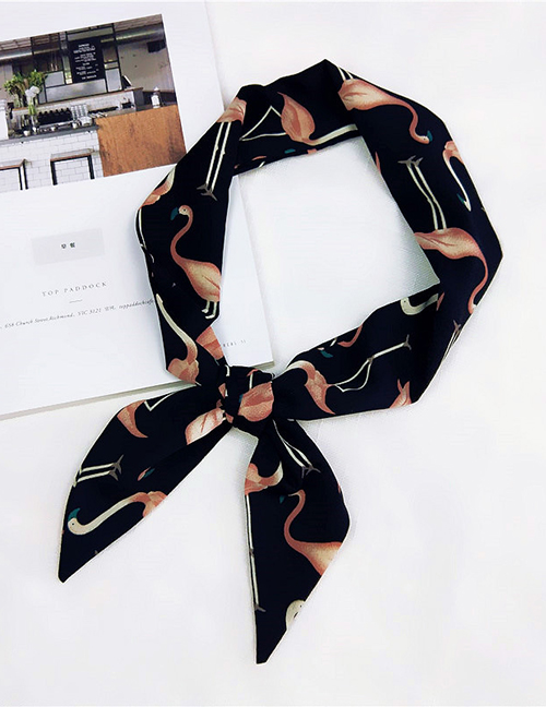 Lovely Black Flamingo Pattern Decorated Wide Scarf