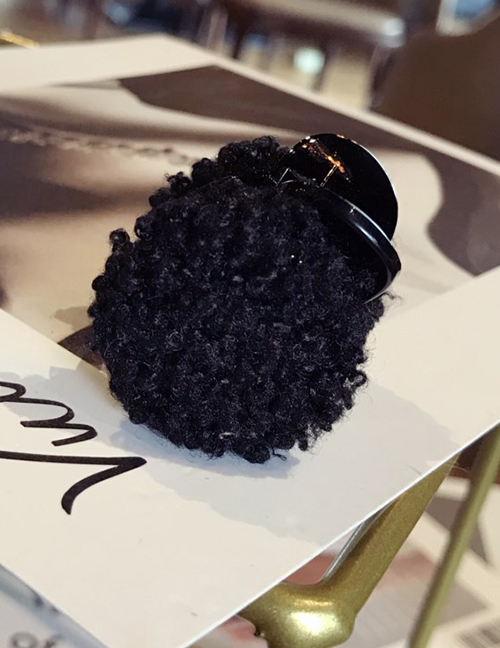 Fashion Black Pom Ball Decorated Hair Clip