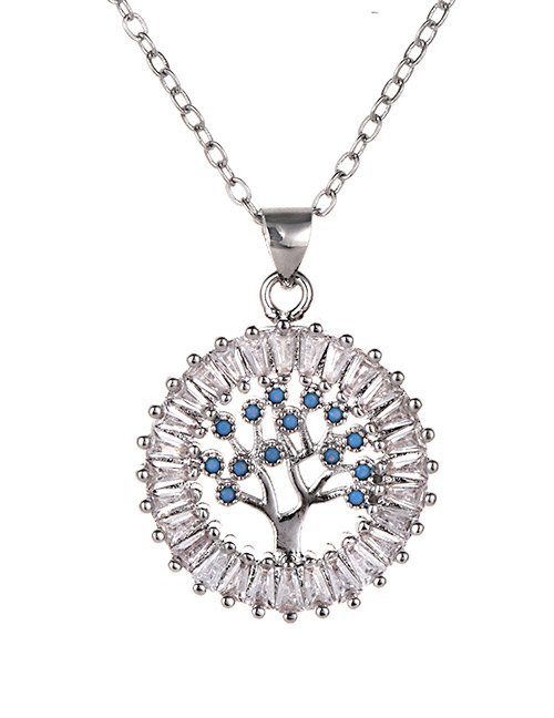 Fashion Silver Color Hollow Out Tree Pendant Decorated Necklace