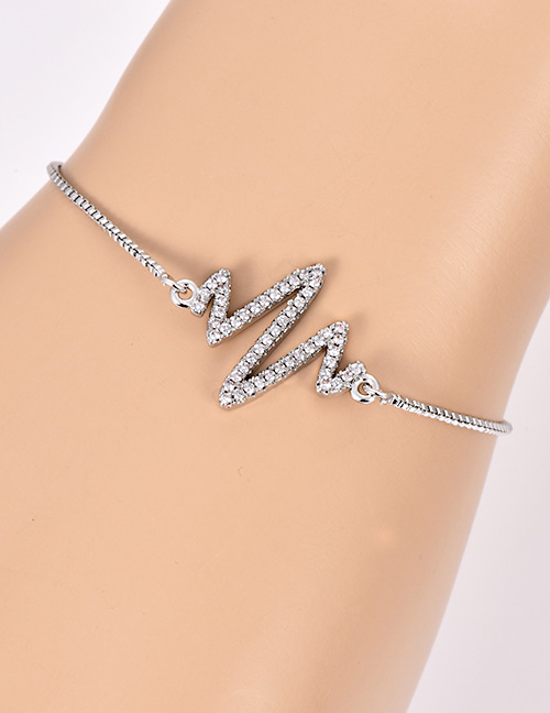 Fashion Silver Color Electrocardiogram Shape Decorated Bracelet