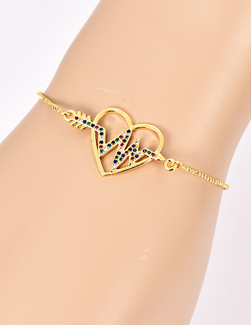 Fashion Gold Color Electrocardiogram&heart Shape Decorated Bracelet