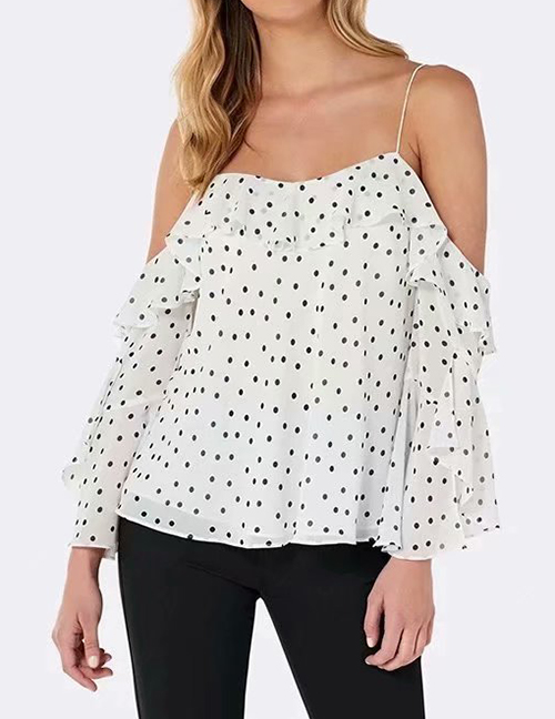 Fashion White Dots Pattern Decorated Suspender Shirt