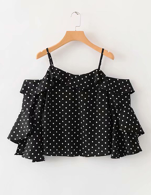 Fashion Black Dots Pattern Decorated Suspender Shirt