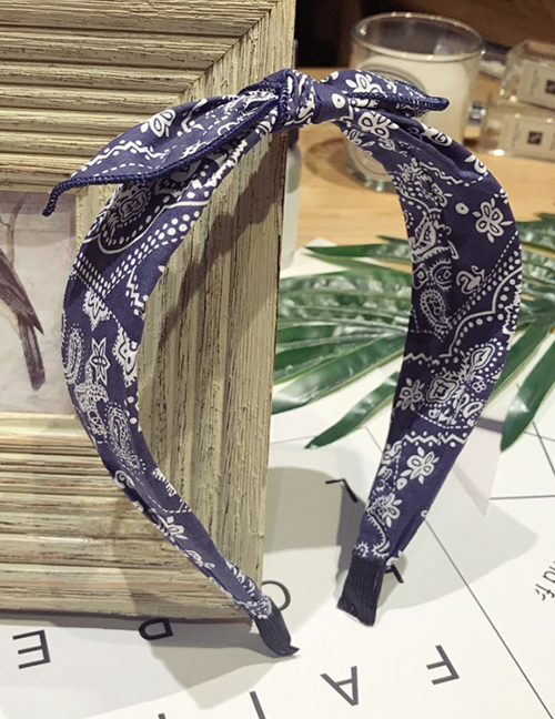 Fashion Sapphire Blue Knot Shape Design Flower Pattern Hair Hoop