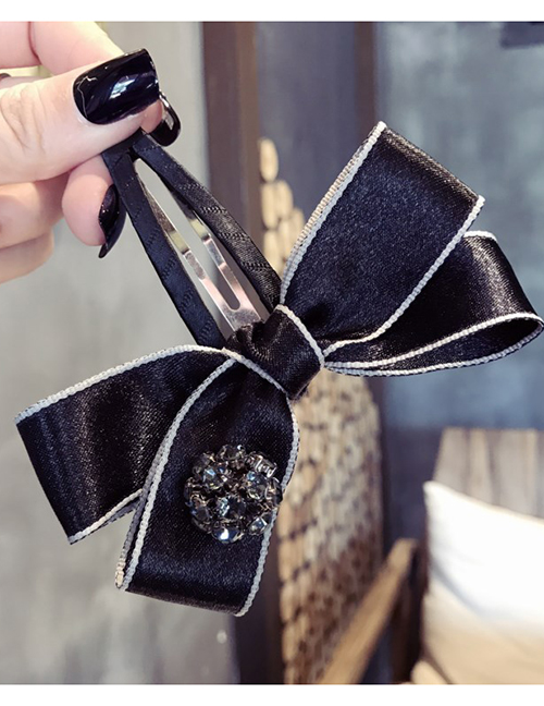 Elegant Black Diamond Decorated Bowknot Shape Hairpin