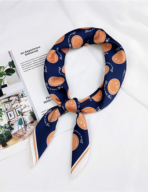 Fashion Navy Smiling Face Pattern Decorated Small Scarf