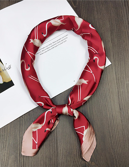 Fashion Red Flamingo Pattern Decorated Small Scarf