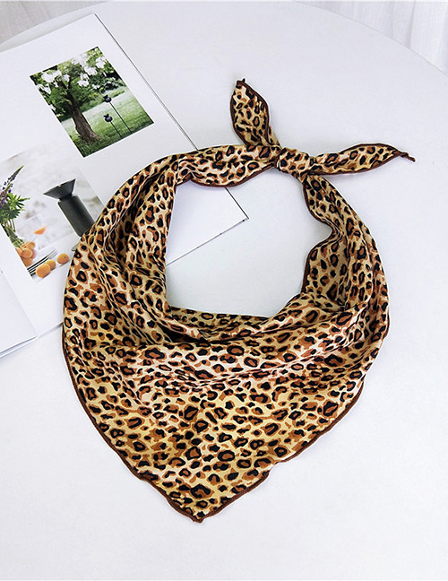 Fashion Yellow Leopard Pattern Decorated Small Scarf