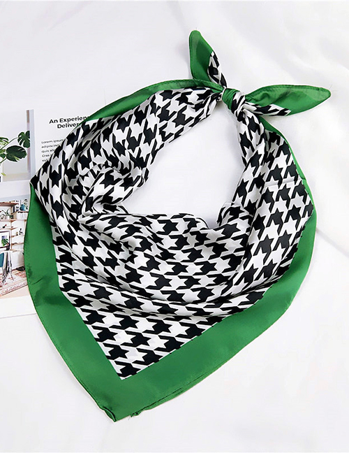 Fashion Green Grid Pattern Decorated Small Scarf