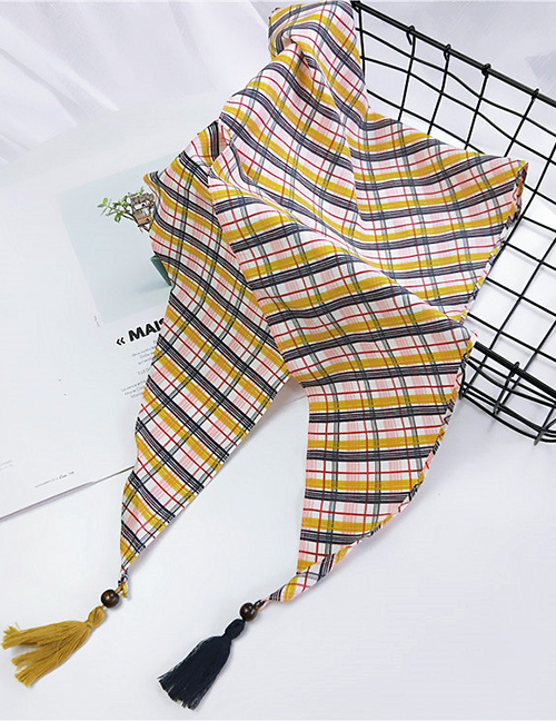 Fashion Yellow Lines Pattern Decorated Small Scarf