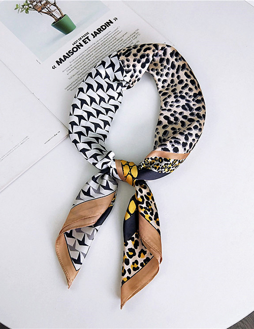 Fashion Yellow+white Leopard Pattern Decorated Small Scarf