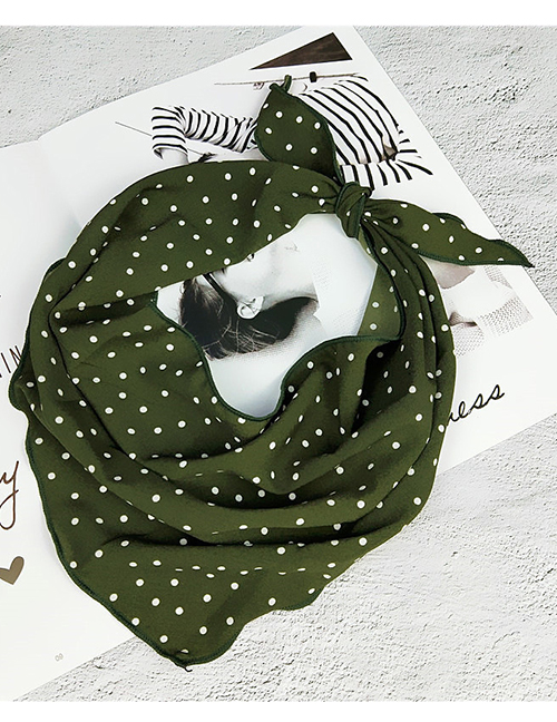 Fashion Green Spot Pattern Decorated Small Scarf