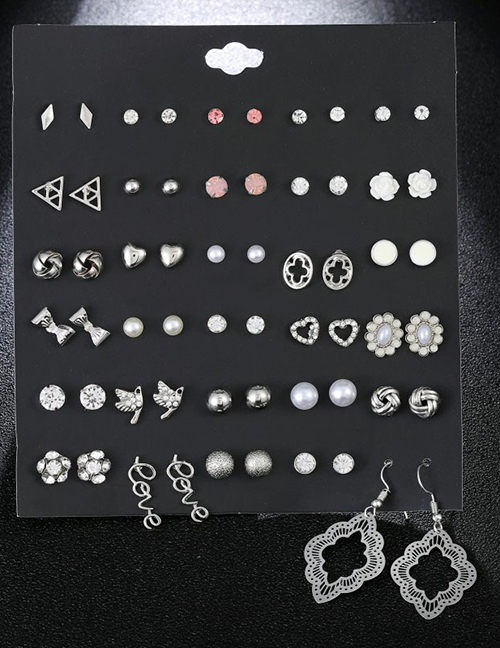 Elegant Plastic+resin Diamond&pearls Decorated Earrings Sets