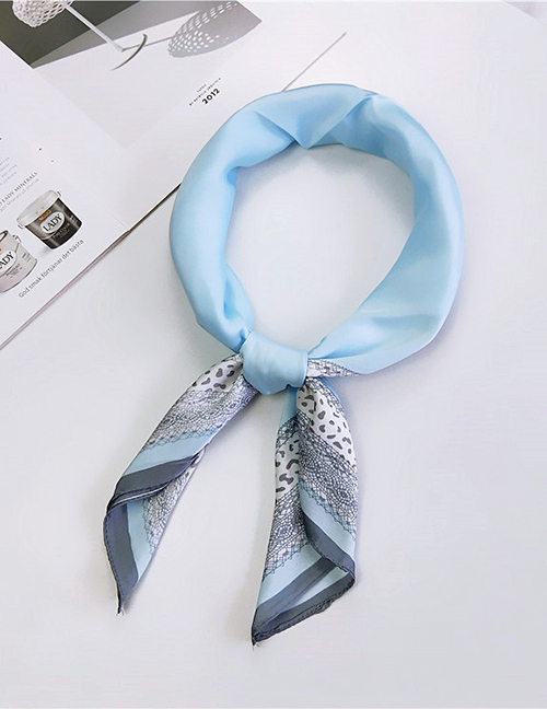 Fashion Light Blue Leopard Pattern Decorated Small Scarf