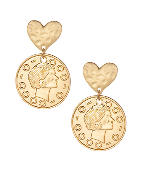 Elegant Gold Color Coins Decorated Pure Color Earrings