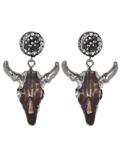 Fashion Silver Color Ox Head Shape Decorated Earrings
