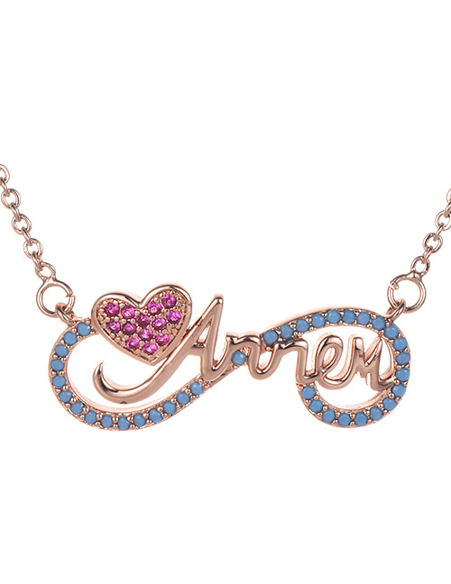 Fashion Rose Gold Letter&heart Shape Decorated Necklace