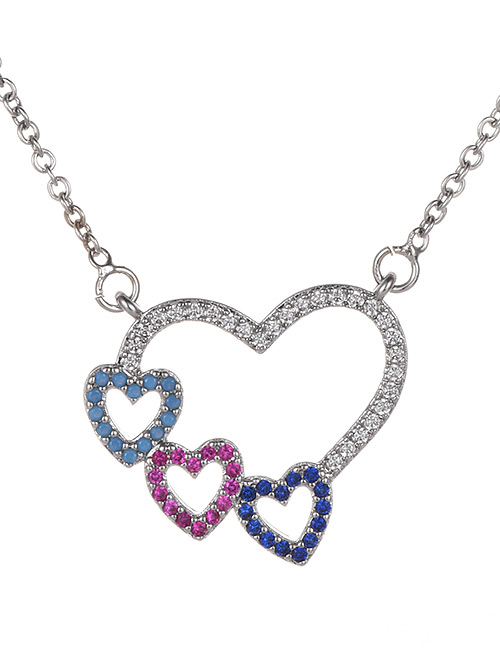 Fashion Silver Color Hollow Out Heart Shape Design Necklace