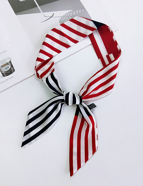 Fashion Plum Red Stripe Pattern Decorated Small Scarf