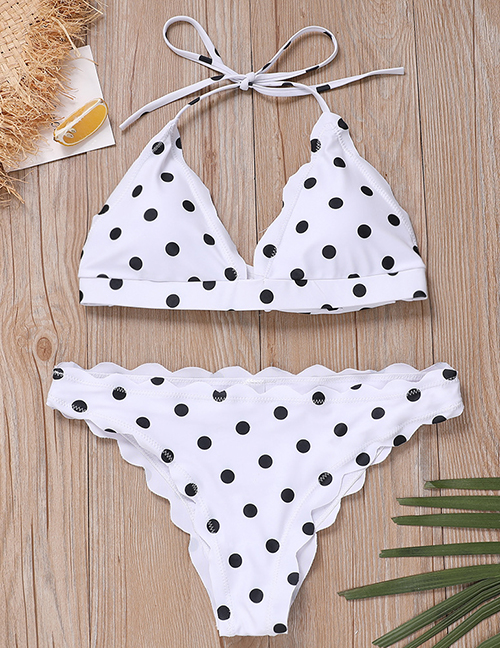 Sexy White Dots Pattern Decorated Split Bikini