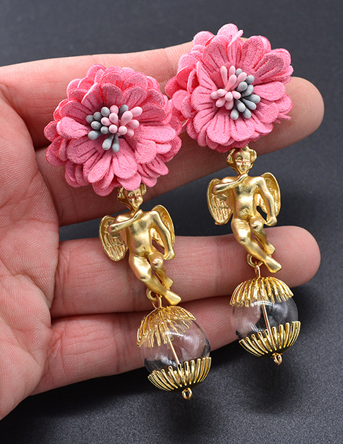 Fashion Gold Color Angel&flower Decorated Long Earrings