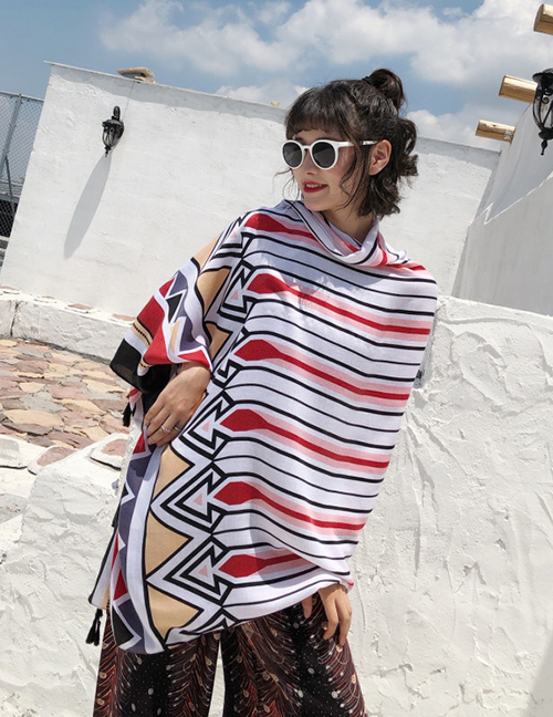 Fashion Red+white Arrows Pattern Decorated Sunscreen Scarf