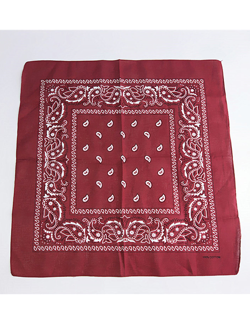 Fashion Claret Red Cashew Pattern Decorated Small Scarf