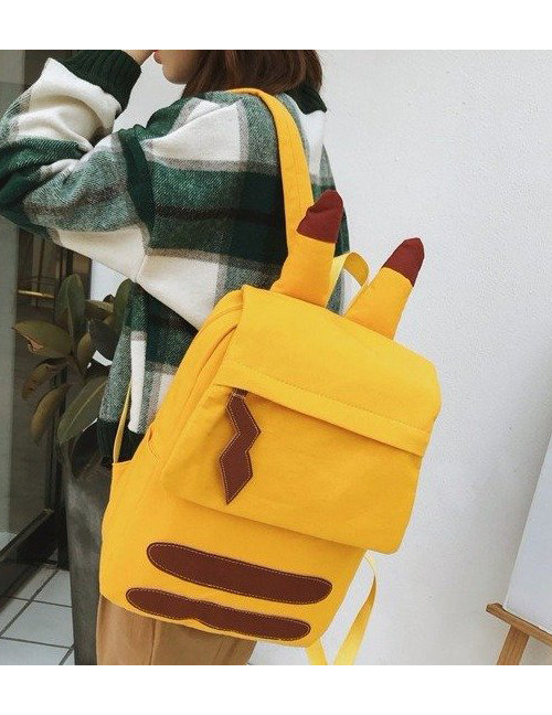 Fashion Yellow Pikachu Shape Design Pure Color Backpack