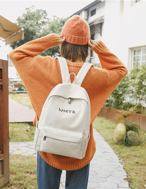 Fashion White Letter Pattern Design Pure Color Backpack