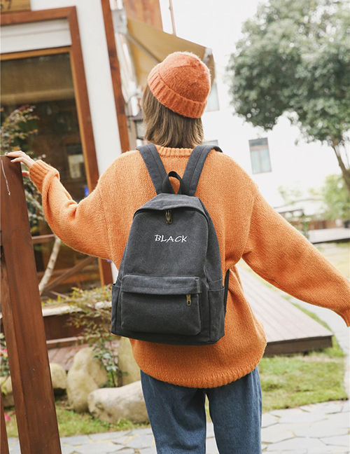 Fashion Black Letter Pattern Design Pure Color Backpack