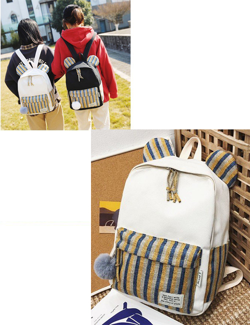 Fashion White Ears Shape Design Patchwork Backpack