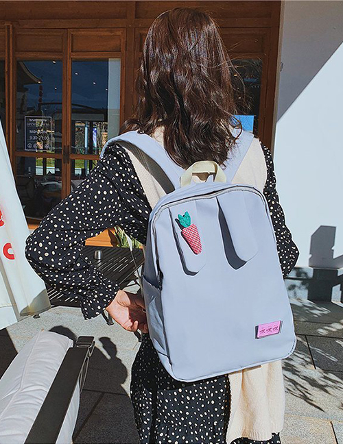 Fashion Gray Rabbit Eas&r Radish Decorated Backpack