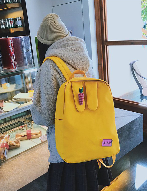 Fashion Yellow Rabbit Eas&r Radish Decorated Backpack