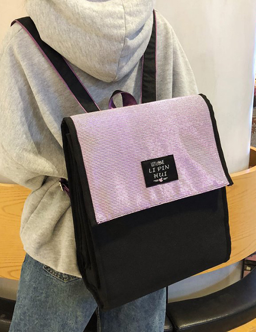 Fashion Purple Label Decorated Square Shape Backpack