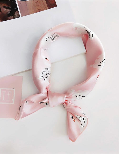 Fashion Pink Swan Pattern Decorated Scarf