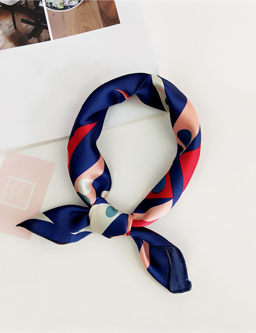 Fashion Navy Color-matching Decorated Scarf