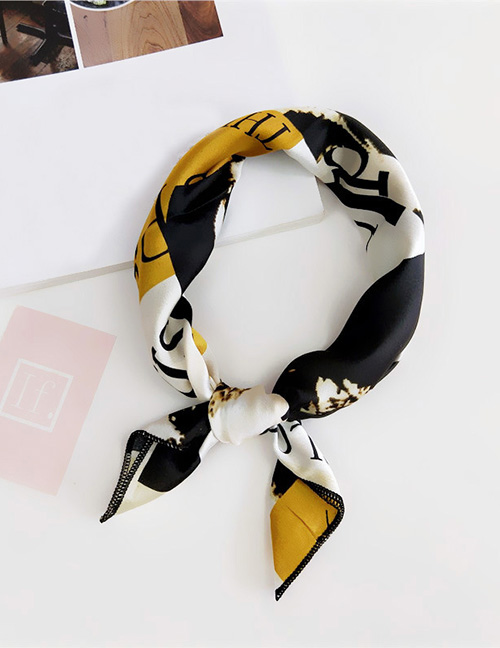 Fashion Black+yellow Letter Pattern Decorated Scarf