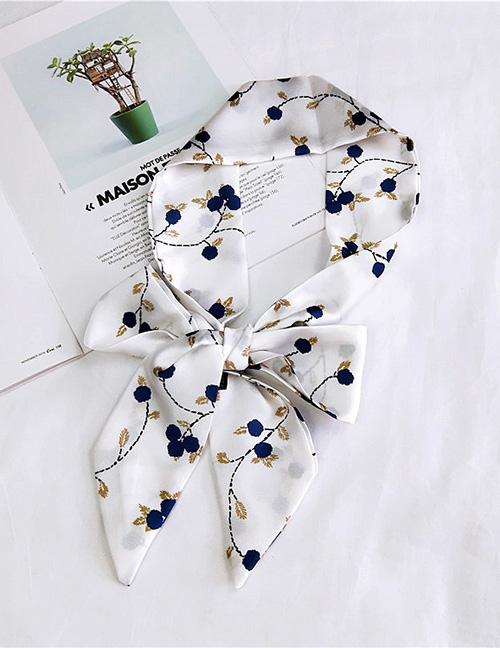 Fashion White Flowers Pattern Decorated Scarf
