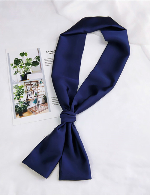 Fashion Navy Pure Color Decorated Small Scarf