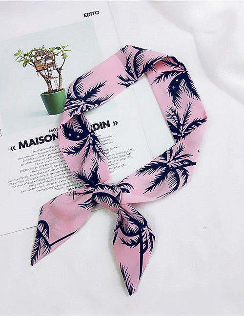 Fashion Pink Coconut Tree Pattern Decorated Scarf